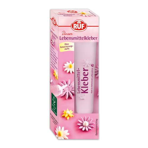 RUF Lebensmittelkleber essbarer Glukose-Kleber in der Tube für Fondant-Figuren Marzipan und Zuckerdekor einfach dosierbar glutenfrei vegan 23g
