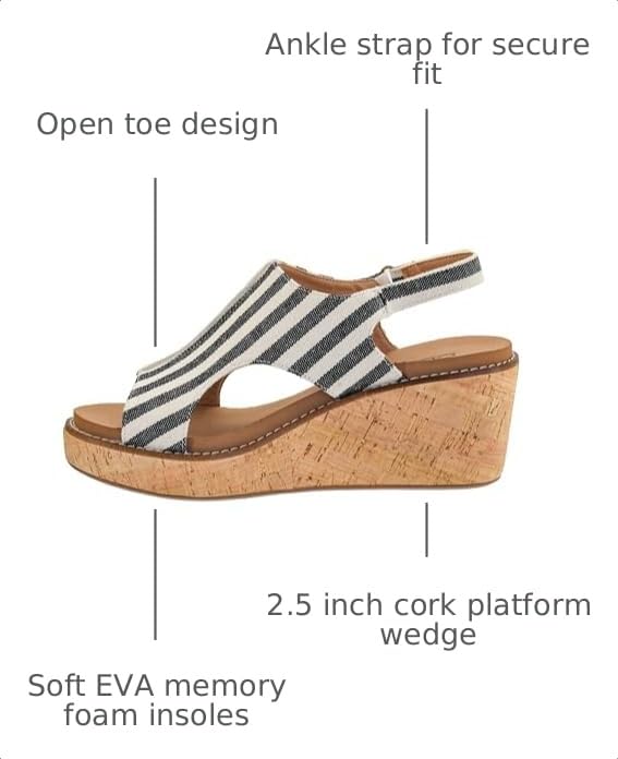 Image of Corkys Footwear Womens Carley Wedges, Featuring Corkys EVA Foam Cushioned Insoles, A 2.5 Inch Heel, Lightweight For All Day Wear, And Hook And Loop Closure