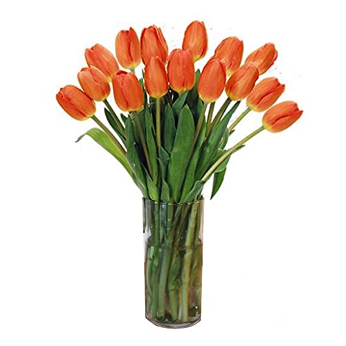 Stargazer Barn- Fresh Orange Tulips with Vase -California Grown shipped overnight