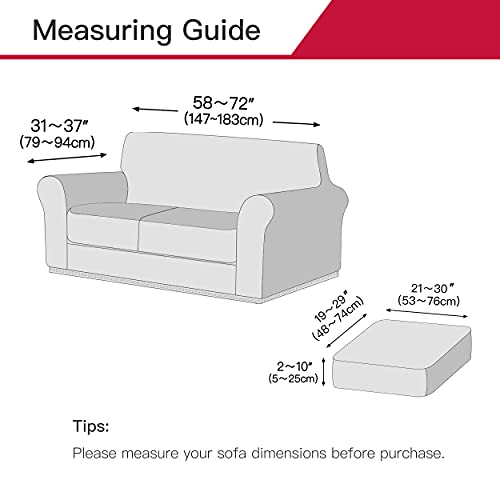 Maxmill MM-VS-LIGHT GREY-MEDIUM Velvet Stretch Loveseat Sofa Slipcovers 3 Piece Plush Couch Sofa Covers thumb #6
