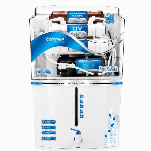 Aqua X Pure Nexora RO Water Purifier | RO+UV+UF 9-Stage Filtration | Advanced Copper & Zinc Technology | 12L Storage Tank | High TDS Water Compatible | Suitable for Home & Office | 1-Year Warranty.