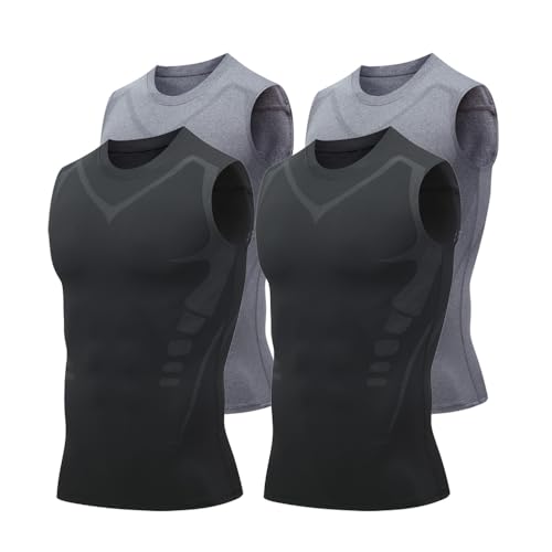 Men's Sleeveless Shirt Sport Compression Vest 4-3Pack, Quick-Drying, Fitness, Basketball, Running