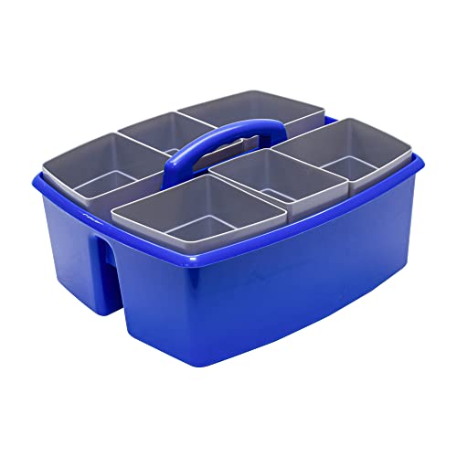 Image of Storex Large Classroom Caddy with Cups, 13 x 11 x 6.575 Inches, Blue, Case of 2 (00985U02C)