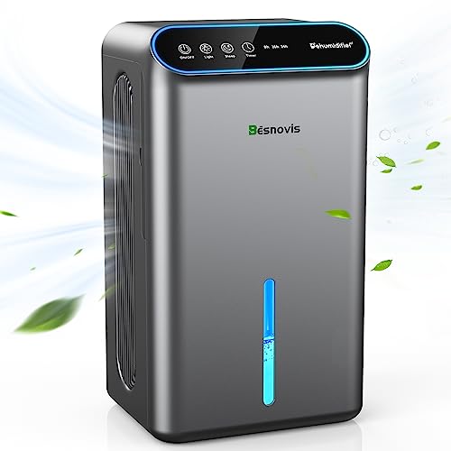 Besnovis Smart Dehumidifiers for home, 750 Sq.Ft Room, Night Light Touch Panel, 85OZ Water Tank, Dual-Core Quiet Portable Small Dehumidifier with Drain Hose Timer Sleep Mode Auto-Off 7 Colors Light, for Bathroom Bedroom RV Besnovis Smart Dehumidifiers for home, 750 Sq.Ft Room, Night Light Touch Panel, 85OZ Water Tank, Dual-Core Quiet Portable Small Dehumidifier with Drain Hose Timer Sleep Mode Auto-Off 7 Colors Light, for Bathroom Bedroom RV