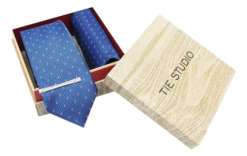Image of TIE STUDIO Men's Necktie Pocket Square & Cufflink Set | Standard | Jacquard Fabric | Superior Stitching |