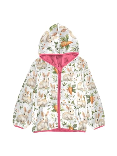 Cute Rabbits and Carrots Girls Fleece Jacket Girls Jacket Girl Coats Zip Up Hoodie Children Outerwear 2-3T