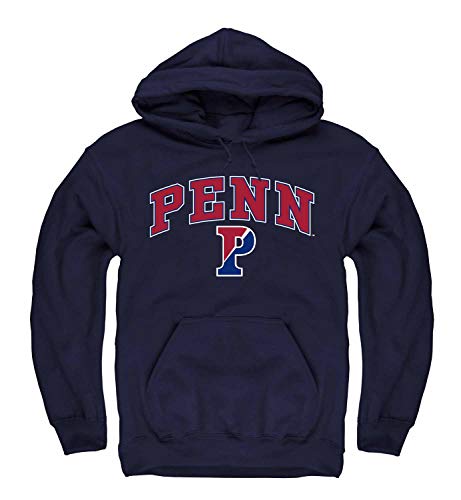 Campus Colors Adult Arch & Logo Gameday Hooded Sweatshirt (Penn Quakers - Navy, XX-Large)