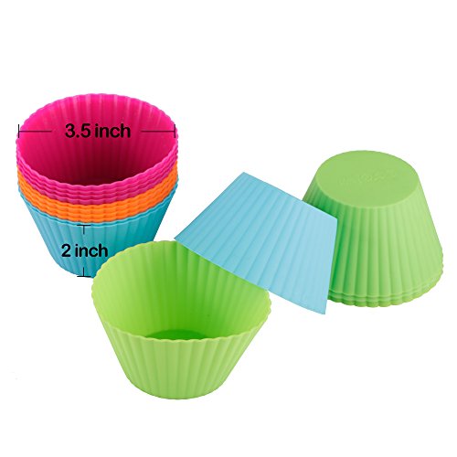 Webake Jumbo Silicone Muffin Cups, 3.5 Inch Jumbo Silicone Baking Cups Reusable Cupcake Liners Nonstick Large Cake Cups Set Stand Alone Cupcake Holder, 12 Pack Auto Cup Holder Liner #TOP3