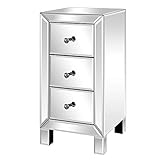 Mirrored Nightstand, Silver End Table with Drawers Mini Cabinet, Mirror Accent Table Bedside Table...