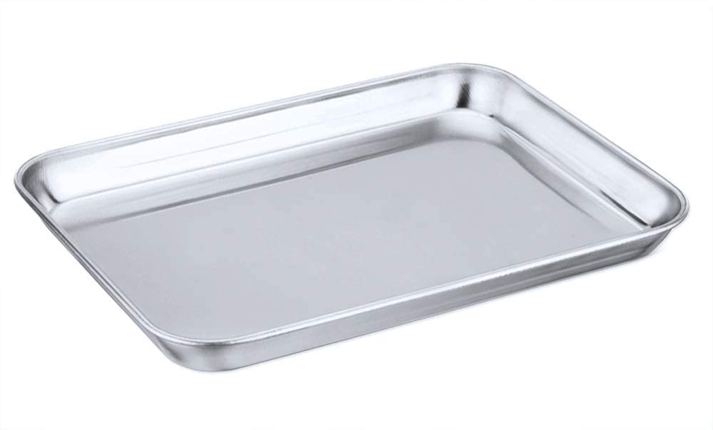 JONTY Stainless Steel DEEP Tray Rectangle PURPORSE for Cake Sweet Pastry Muffins Camping, Events & Every Day Use Kitchenware in Various Sizes ( Pack 1) (L 29 X B 19)