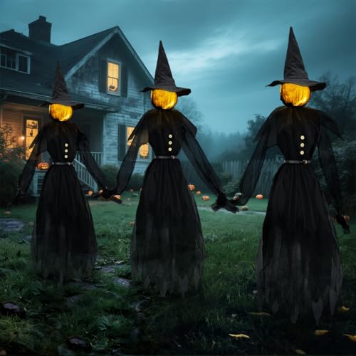 Halloween Decorations Outdoor, 4.9 FT Set of 3 Witches Holding Hands,...