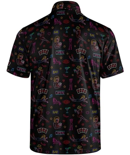 Golf Polo Shirts for Men Funny Print Short Sleeve Golf Shirts Performance Golf Polos