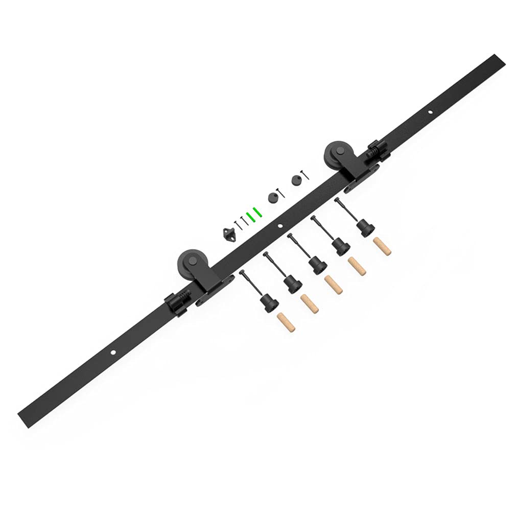 CCJH 200cm Sliding Door System Hardware Rail Set Sliding Door Black T Shape, 2M/6.6FT - Image 4