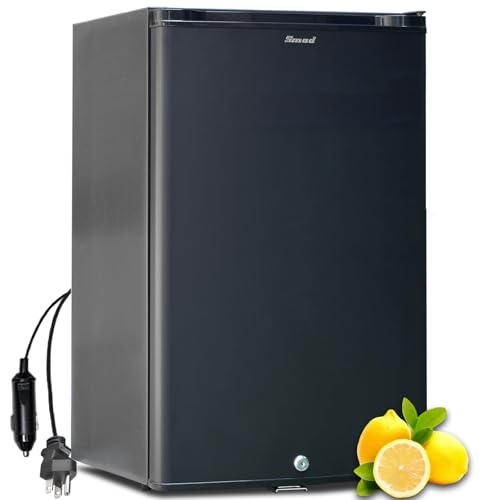 12V RV Refrigerator with Lock, Compact Refrigerator 1.7 Cu.Ft, 12V Mini Fridge with Lock, Silent Semi Truck Refrigerator, Small Fridge with Reversible Door, for RV, Camping, Boat Use