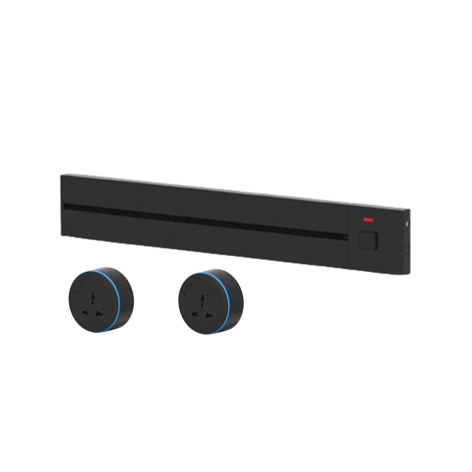 regletas Zócalo de riel, Deslizante móvil for Cocina casera, eléctrico, aparador magnético enchufable, Barra Bar(Black,25cm)