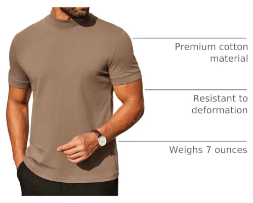 Image of COOFANDY Mens Mock Turtleneck Shirts Casual Premium Cotton Short Sleeve Shirt Basic Half Neck T-Shirts