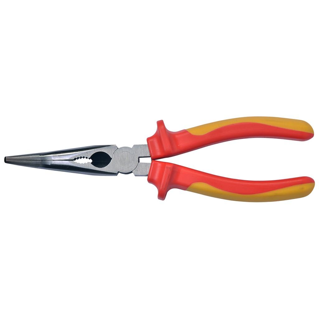 SW Stahl 41910L Alicates de Punta Fina VDE, Curvados, 200 mm | Herramienta aislada de seguridad para electricistas con puntas largas y curvadas, ideal para espacios de dif cil acceso