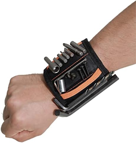 Magnetic Wristband with 15pcs Strong N38 Magnets, Tool Gift for Father, Boyfriends, Handyman, Electrician