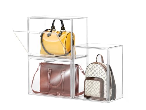 3-Pack Extra Large Transparent Handbag Display Cases