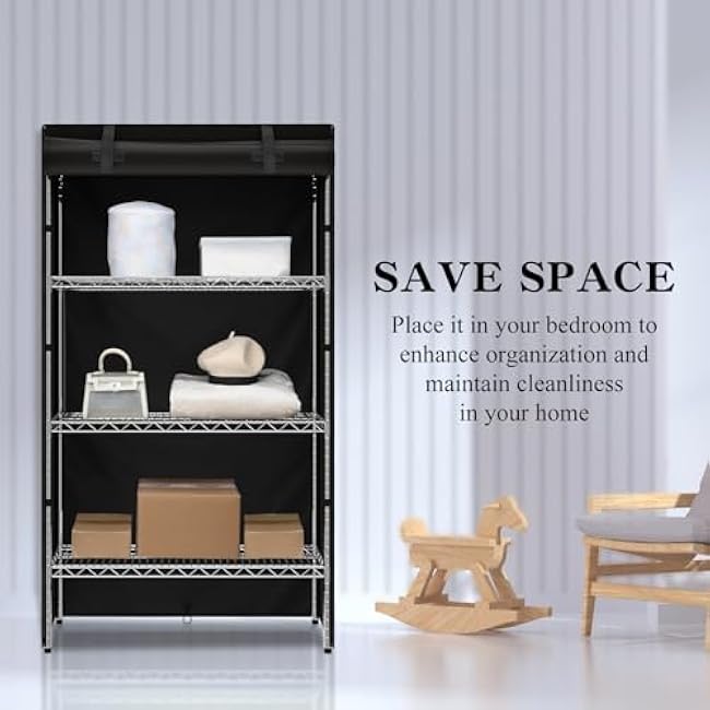 Waterproof Wire Shelving Cover,Dustproof Protection for Storage Racks,Ideal for Outdoor Indoor Wire Shelving and Pantry Shelves,420D Plaid PU Coating,36x24x72'',Black