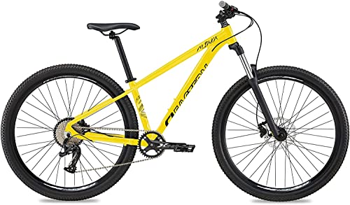 Eastern Bikes Alpaka 29" Lightweight MTB Mountain Bike, 9-Speed, Hydraulic Disc Brakes, Front Suspension Available in 4 Frame Sizes. (21", Yellow)