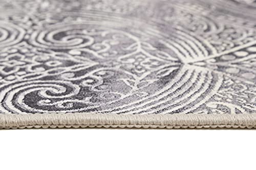 wecon home Badteppich, Badematte, rutschfest und Waschbar, Vintage, Louis (80 x 150 cm, grau) – Bild 4