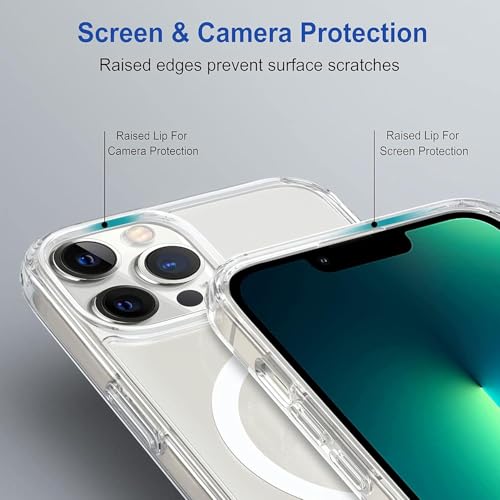 Image of DARKFIT Back Cover Case Compatible with iPhone 13 Pro Max | White Mag-Safe Magnetic Cover | TPU Ultra Hybrid | Camera Bump Protection | Compatible with Wireless Charging | Color Clear | Pack of 1 |