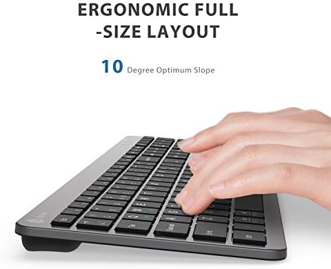 Wireless Keyboard and Mouse for Mac - iClever GK08 Rechargeable Wireless Keyboard Ergonomic Full Size Design, 2.4G Stable Connection Slim Keyboard and Mouse for Windows, Mac OS Computer