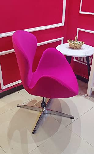 Image of Modern Swivel Lounge Chair with Hydraulic Lift for Home Office Hotel Cafe (Pink, Faux Leather)