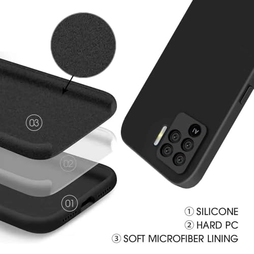 Image of for [ Oppo F19 Pro ] Liquid Silicone Back Case Cover Flexible |Inner Lining| with Camera Protection Back Cover for [ Oppo F19 Pro ] - Black