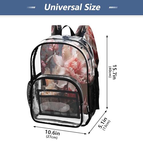 Beautiful Flowers Clear Backpack - Stadium Approved Large 15.7-inch Waterproof Transparent Bag for Sports, Concerts, Work, Travel#2614