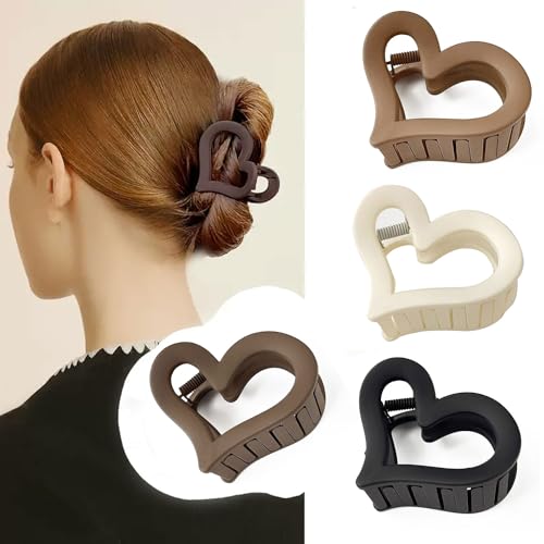 Vsdski Women's Acrylic Hair Claw Clips - Medium Matte Nonslip Hair Jaw Clips for Thin and Thick Hair, Valentines Day Accessories, Spring and Summer Hair Accessories, 4Pcs