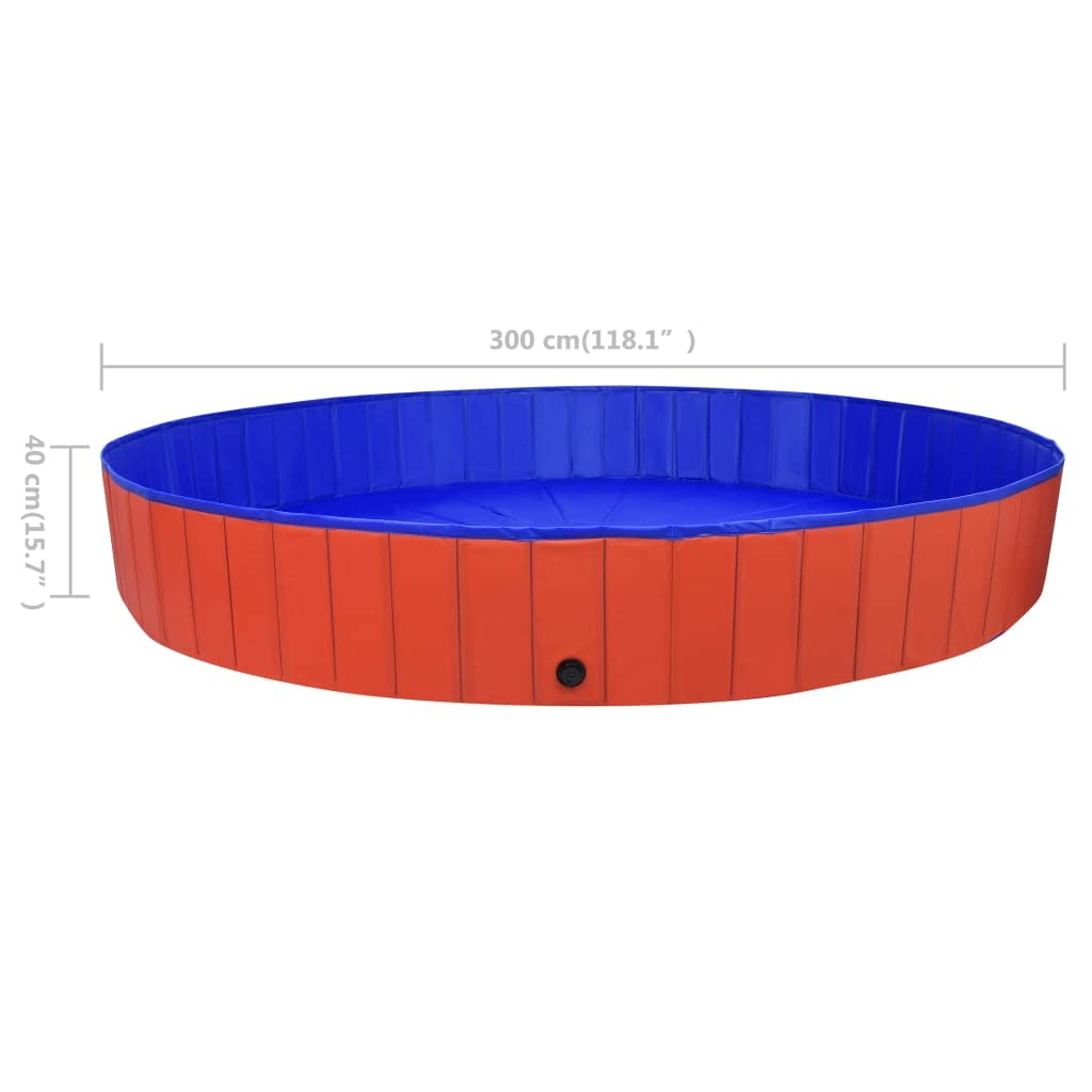 vidaXL Hundepool Faltbar Rot 300x40 cm PVC