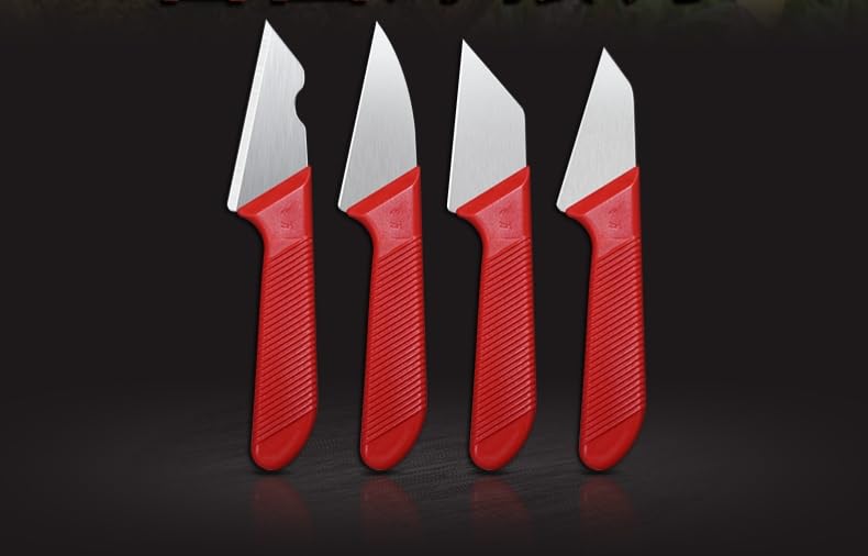 Professional Grafting Knife Set with 4 Interchangeable Blades, Red Handle, for Gardening and Tree Pruning