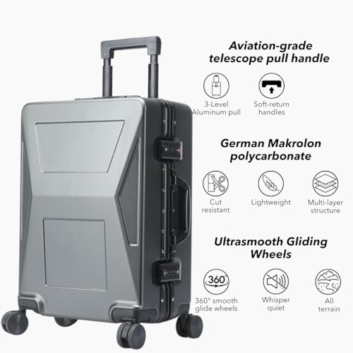 Cyberluggage Durable Hardshell 21-Inch Carry-on Suitcase with USB Charging, TSA-Approved Lock, Aluminum Telescoping Handle, 8-wheel 360 Degree Spinner Wheels, Waterproof & Lightweight Luggage3