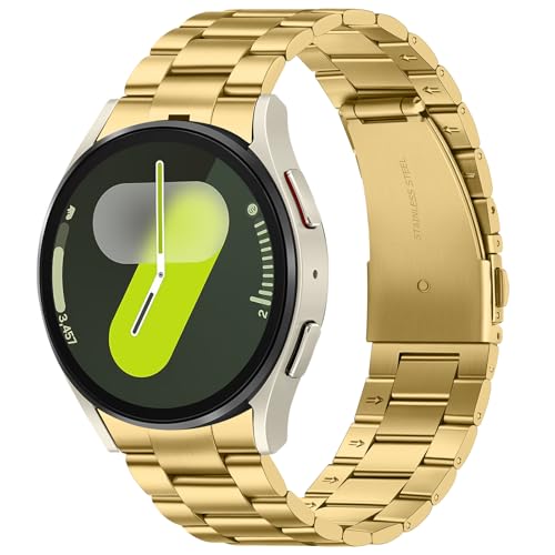 Suphart Compatibile con Cinturino Samsung Galaxy Watch 7 6 5 4 FE 44mm 40mm, No Gap Cinturini Metallo per Galaxy Watch 6 Classic 47mm 43mm/5 Pro 45mm, Oro