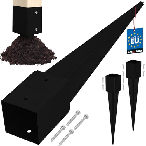 KOTARBAU® 2 supporti per pali, 101 x 101 x 750 mm, in acciaio zincato verniciato a polvere, manicotto di ancoraggio a terra per giardino, per recinzioni di terra