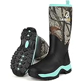 Kalkal Rubber Boots for Women, Insulated Waterproof Womens Hunting Boots, 6mm Neoprene Camo Hunting Boot Tall Rain Boots for Women Mud Working Gardening Farming