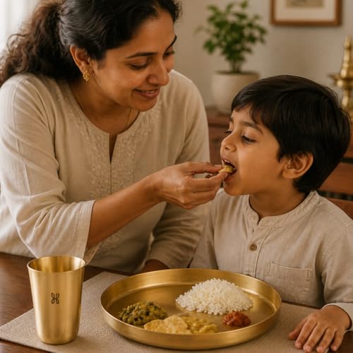 Image of Brass Kumcha Plate (10 inch) | Pure Brass Dining Thali | Traditional Elegant Serving Plate | Lightweight, Durable & Easy to Maintain | Premium Brass Plate for Daily Use & Gifting