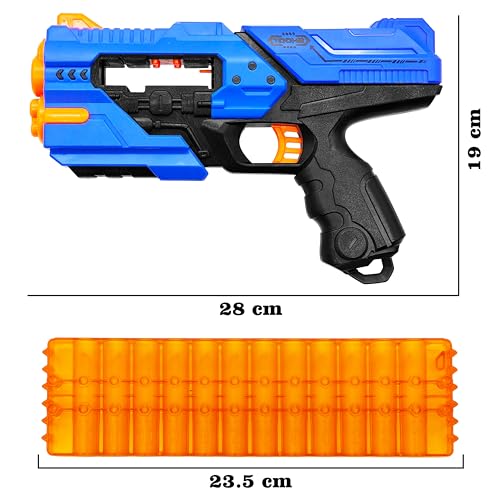 Image of VGRASSP Mega Shooter Manual Foam Blaster Toy Gun for Kids with 12 Foam Bullets and 12 Round Magazine - Indoor and Outdoor Long Range Airsoft Shooter - Color As Per Stock