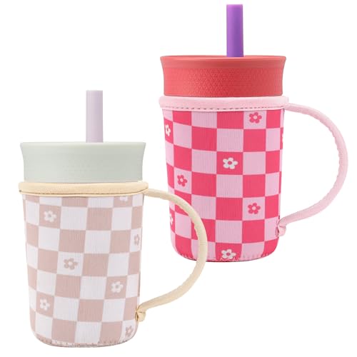 Owala Kids 12�I���X 15�I���X 16�I���X�Ή� ���킢���l�I�v�����X���[�u Owala Kids FreeSip �v���X�`�b�N�^���u���[�p �����p�X���[�u 2�p�b�N �j�̎q ���̎q�p