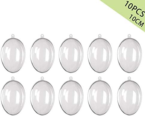 Transparent Egg-Shaped Ball,10 Pcs Clear Plastic Acrylic Fillable Ball Hollow Oval Ball Creative Immortal Flower Ball Easter Egg Shape Party Decoration Container Ornament Candy Box