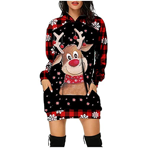 Weihnachten Kleid Damen Sexy Weihnachtskleid Lustig Winterkleid Midi Weihnachtskleider Weihnachten Weihnachts Christmas Sweatkleid Pulloverkleid...