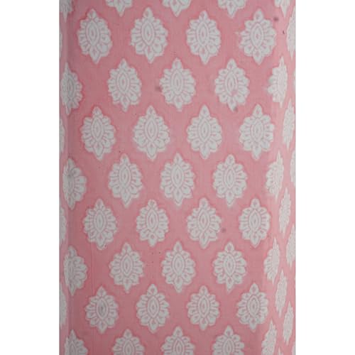 Image of Floral Hand Block Printed 3.3 Gallon Decorative Waste Basket - Eco-Friendly Cardboard Trash Can, Plastic-Free & Sustainable, Perfect for Christmas and Housewarming Gifts (1, Pink Botti)