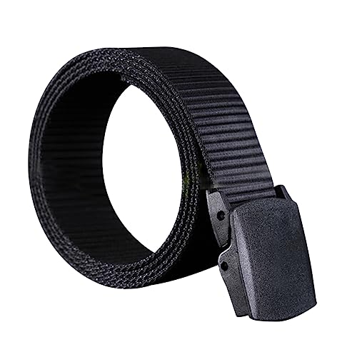 Mens Casual Canvas Web Belt with Airport Friendly Plastic Buckle Lightweight Nylon Woven Belt for Outdoor Work Military Style Moisture Wicking and