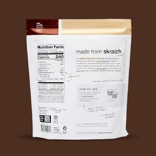 Image of Skratch Labs Recovery Drink Mix - Oat Milk Latte - Post Workout Powder - Complete Plant Protein and Probiotics - 56mg of Caffeine from Coffee - 12 Servings - Gluten Free, Kosher, Non-GMO