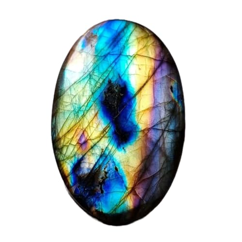 Pierre gemme labradorite naturelle 58mm cabochon ovale d'exception pour grand pendentif