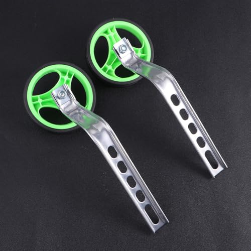 Ruedas de entrenamiento auxiliares para bicicleta Abaodam, universal 12-20 pulgadas con soporte de equilibrio color verde para niños y bicicletas miniatura 3