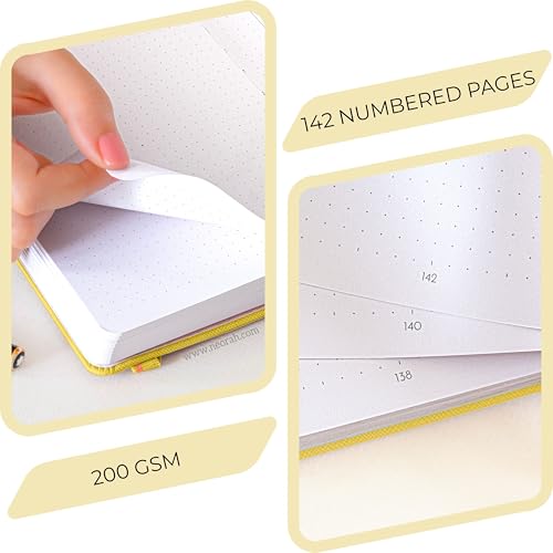 Image of NEORAH - B6 - ART JOURNAL | 200Gsm Dotgrid Note book |144 Pages(17.5 x 12.5 cm) | Lay Flat |Hard Cover Bullet - Journal |3 Bookmarks |Elastic Closure| Inner BackPocket | Ideal-Bujo,Drawing (YELLOW)