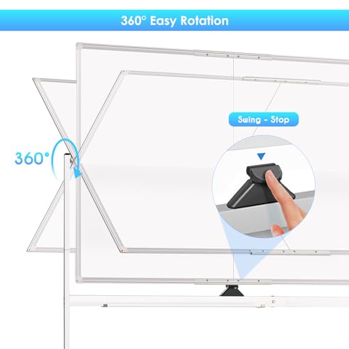 maxtek Rolling Whiteboard, 48x36 Large Magnetic White Board with Stands, Big Double-Sided White Board Dry Erase on Wheels for Homeschool, Home Office, Office, School (Silver, 48 x 36) - Image 3